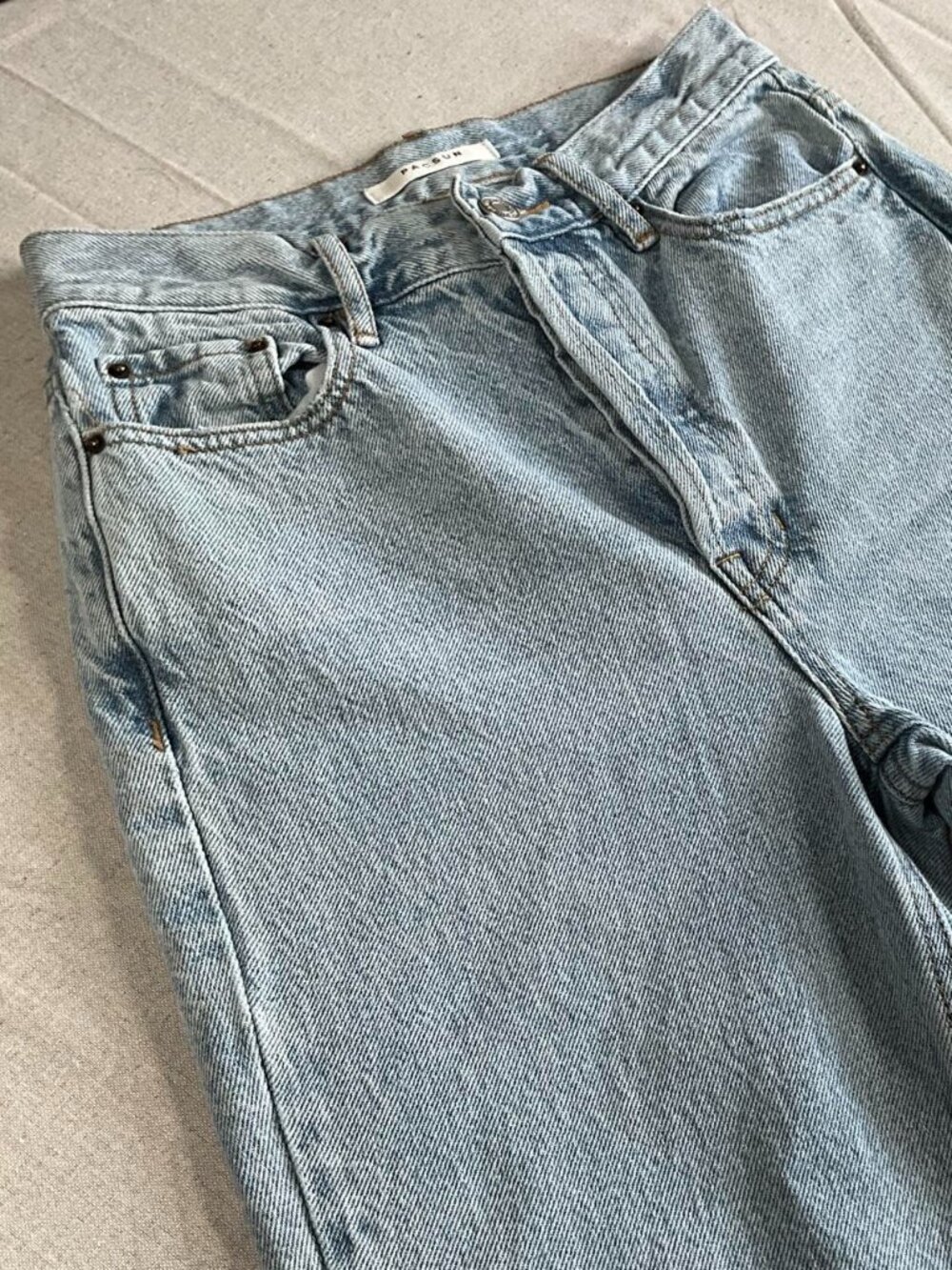 Womens PacSun Ultra High Rise Light Wash 100% Cotton Straight Leg Jeans (Sz 25)